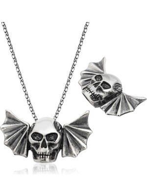 Bazarhane Gümüş Kuru Kafa Erkek Kolye