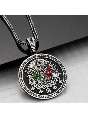 Bazarhane Gümüş Osmanlı Armalı Erkek Kolye