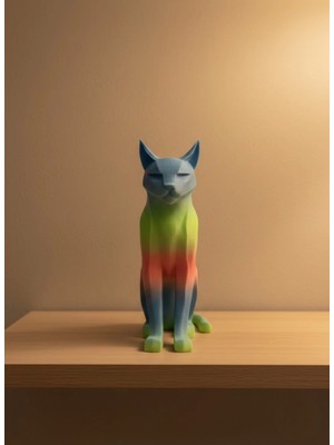 Marsilyan Açık Rainbow Kedi Biblo Modern Salon ve Raf Dekoru