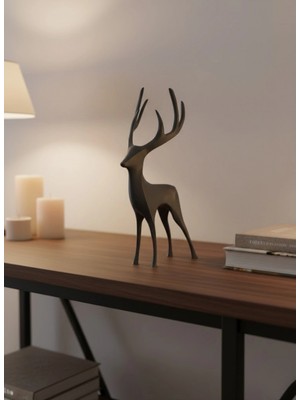 Marsilyan Gri Geyik Biblo Minimal Tasarım Şık Ev Aksesuarı