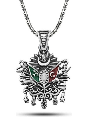 Bazarhane Gümüş Osmanlı Devlet Armalı Erkek Kolye