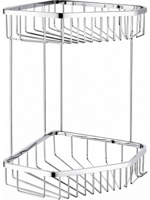 Eymen Yapı Tema Elmas 2 Katlı Prinç Köşelik Banyo Rafı Şampuanlık Krom