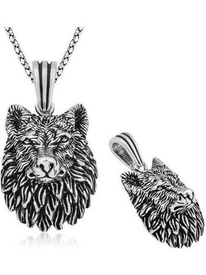 Bazarhane ​gümüş Kurt Kafası Kolye