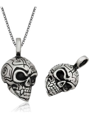 Bazarhane Gümüş Kuru Kafa Kolye