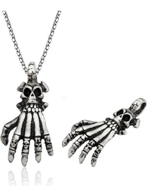 Bazarhane Gümüş Kuru Kafa El Erkek Kolye