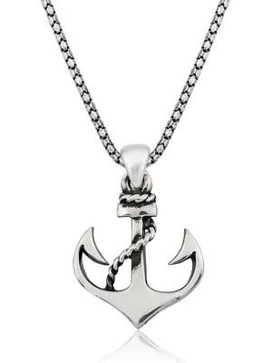 Bazarhane Gümüş Deniz Çapası Erkek Kolye