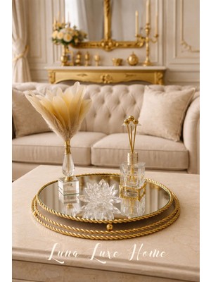 Luna Luxe Home Luxury | Şık Tasarım Burgu Model Tepsili Kristal Cam Obje Seti