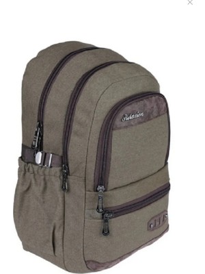 Relaxion Unisex Kanvas Kumaş Çok Gözlü Seyahat Okul Sırt Çantası