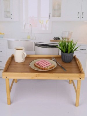 Özbience Bambu Katlanır Ayaklı Yatak Tepsisi, Şık ve Pratik Kullanım