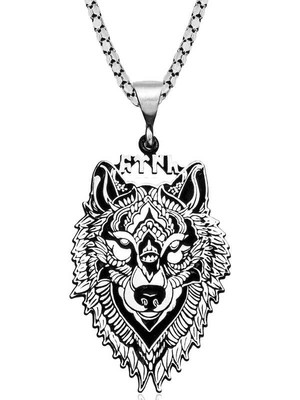 Bazarhane ​gümüş Göktürkçe Türk Yazılı Kurt Kolye