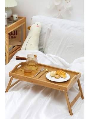 Özbience Bambu Katlanır Tepsi, Yatakta Kahvaltı ve Çalışma Için Çok Yönlü Kullanım