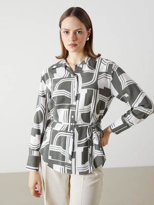 Lc Waikiki Yeni Sezon Desenli Oversize Kadın Gömlek