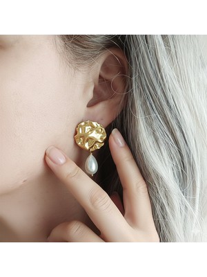 Vaoov Altın Kaplama Dokulu Sallantılı Damla Mayorka Inci Küpe