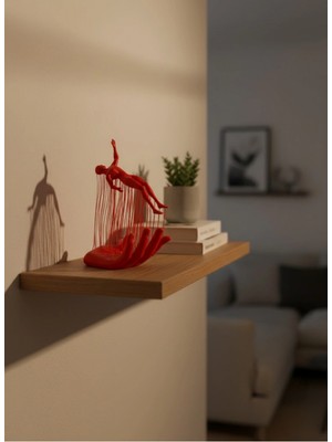 Marsilyan El Formlu Insan Figürü Kırmızı Modern Dekoratif Biblo Soyut Tasarım 12X18 cm
