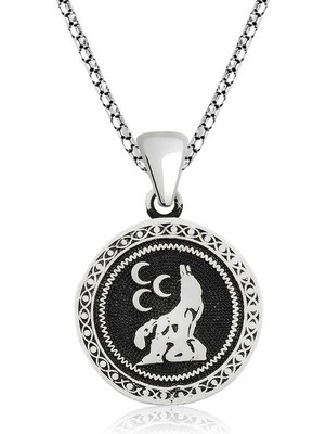 Bazarhane Gümüş Üç Hilal Kurt Kolye