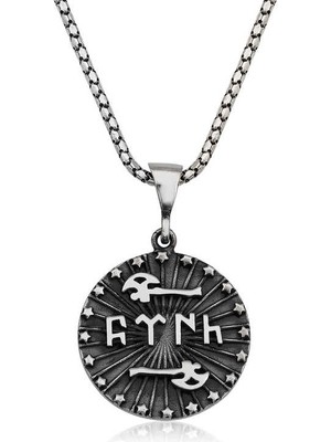 Bazarhane Gümüş Baltalı Türk Yazılı Kolye