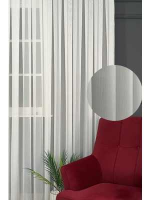 Serin Home Collection Simli Bambu Tül Perde 1/3 Sık Pileli, Ütü Istemez Kırışma Yapmaz