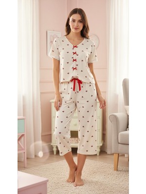 Milan Kumaş Kiraz Desenli Pijama Takımı