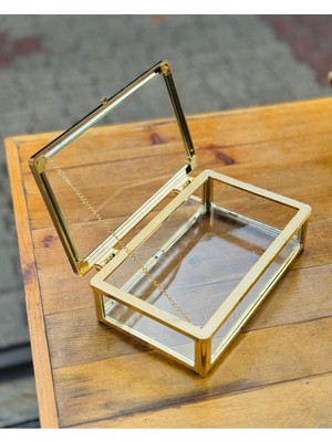 Özbience Şeffaf Cam Kutu Sunumluk, Kapaklı Çikolata ve Takı Saklama Kutusu