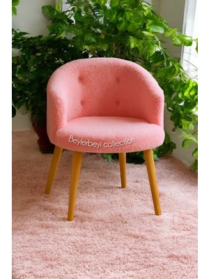 Beylerbeyi Gürgen Ahşap Ayak, Sırtlı Mini Berjer , Dekoratif Puff,çay Seti, Koltuk