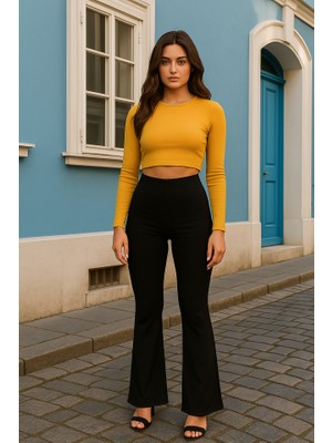 Etiler Collection Kadın Yüksek Bel Ispanyol Paça Dalgıç Tayt