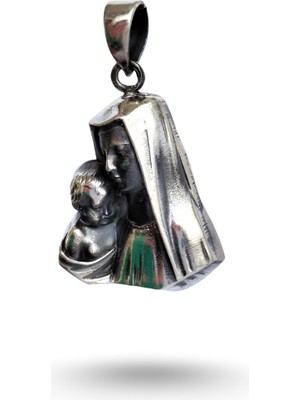 925 Ayar Gümüş Zirkon Taşlı Gümüş Kabartma Meryem Ana Isa Cross Kolye Ucu