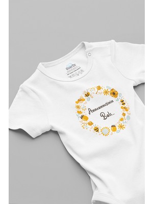 Overoz Anneannesinin Balı Baskılı Beyaz Bebek Body Zıbın 5161