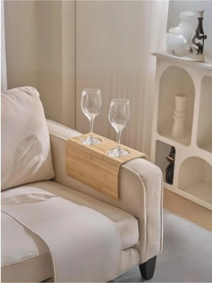 Özbience Bambu Lüx Katlanabilir Yan Sehpa, Taşımalı Portatif Tepsi, Kanepe Kenarı