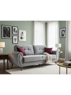 Carmen Mobilya Damalı Koltuk Üçlüsü