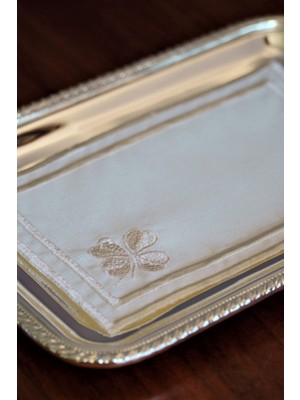 Özbience Nakışlı Isviçre Keteni Tepsi Örtüsü, Ekru, 11X17 Cm, 1 Adet