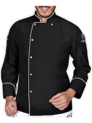 Erkek Siyah Şef Aşçı Ceket & Üniforması