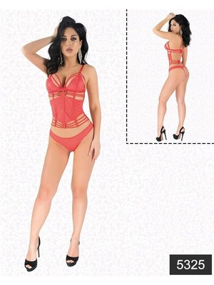 Amora Secret Özel Tasarım  Kırmızı Sımlı Dantel Büstıyer Takım