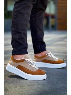 Zapatos KB005 Erkek Günlük Bağcıklı Süet Spor Sneaker Ayakkabı Sbt - Bej/taba