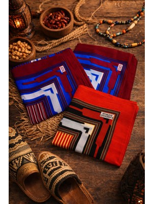 Seymen Bıçakçılık 3’lü Yöresel Desenli Eşarp Seti | 2 Adet Bordo Mavi + 1 Adet Keşan Desenli