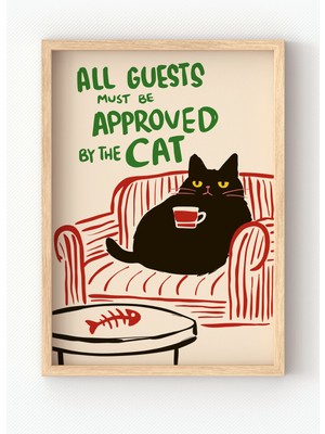 Miovi Works Cat Approved | Çerçeveli Modern Minimal Kedi & Mizahi Duvar Dekorasyonu Poster Tablo