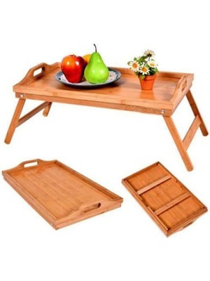 Özbience Katlanabilir Bambu Yatak Tepsisi, 50X30X6CM, Çok Fonksiyonlu ve Şık