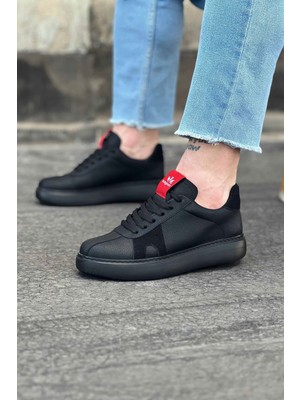 Zapatos WG040 Erkek Günlük Bağcıklı Cilt Spor Sneaker Ayakkabı Cst - Siyah