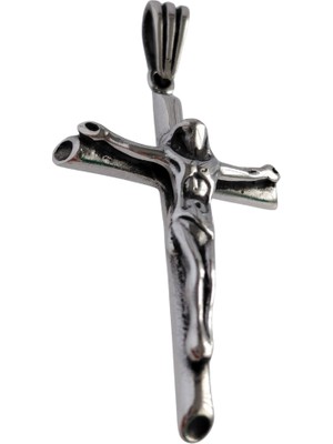925 Ayar Gümüş Çarmıhtaki Isa Kabartma Tasarım Cross Kolye Ucu