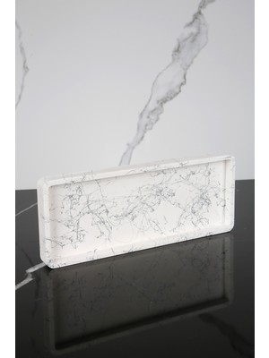 Özbience Şık Betondan Sunum Tabağı, Gümüş Spreyli, 10X25 cm