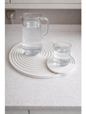 Karra Art Beton Yuvarlak Tepsi Seti | Modern Dekoratif Sunum (5’li Set)