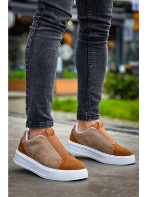 Zapatos KB007 Erkek Günlük Bağcıksız Süet Spor Sneaker Ayakkabı Sbt - Vizon/taba