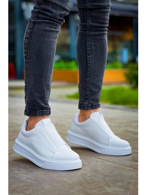 Zapatos KB007 Erkek Günlük Bağcıksız Cilt Spor Sneaker Ayakkabı Cbt - Beyaz