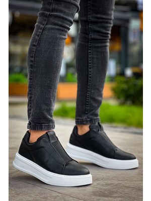 Zapatos KB007 Erkek Günlük Bağcıksız Cilt Spor Sneaker Ayakkabı Cbt - Siyah