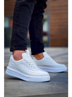 Zapatos KB006 Erkek Günlük Bağcıklı Cilt Spor Sneaker Ayakkabı Cbt - Beyaz