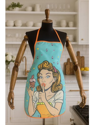 Özbience Renkli Dijital Baskılı Su Geçirmez Leke Tutmaz Mutfak Önlüğü