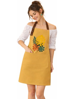 Özbience Su Geçirmez ve Şık Çiçekli Mutfak Önlüğü, Leke Tutmaz Kumaş Tasarımıyla