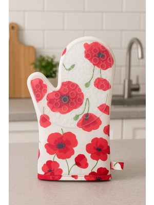 Özbience Yüksek Isıya Dayanıklı Uzun Silikon Fırın Eldiveni 35,5 Cm, Güvenli Mutfak Kullanımı