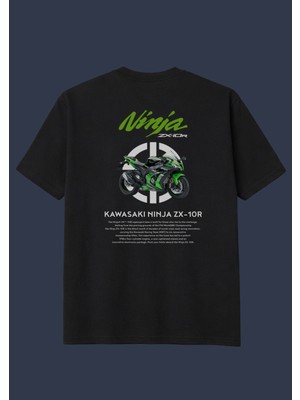 The Granch Kawasaki Ninja ZX-10R-PREMIUM Kalite Oversize Sırt Baskılı %100 Pamuk Tişört / T-Shirt