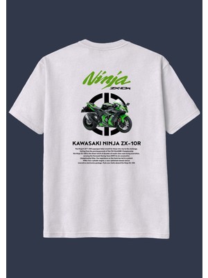 The Granch Kawasaki Ninja ZX-10R-PREMIUM Kalite Oversize Sırt Baskılı %100 Pamuk Tişört / T-Shirt