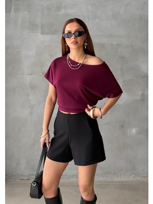 Bejna Kadın Dökümlü Düşük Omuzlu Modal Dokulu Bluz